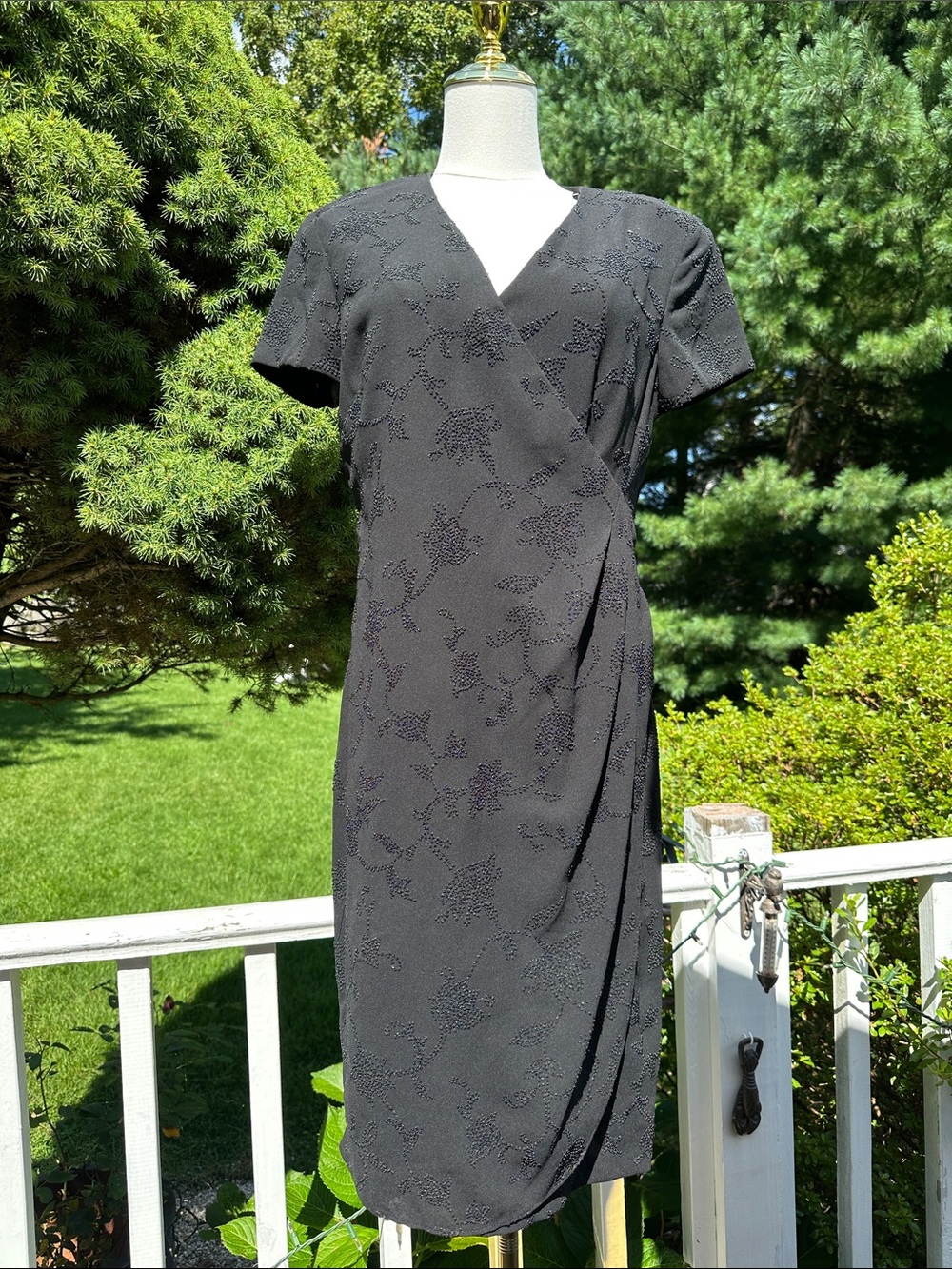 David Warren VINTAGE Classic Black Short-Sleeve Wrap Dress
